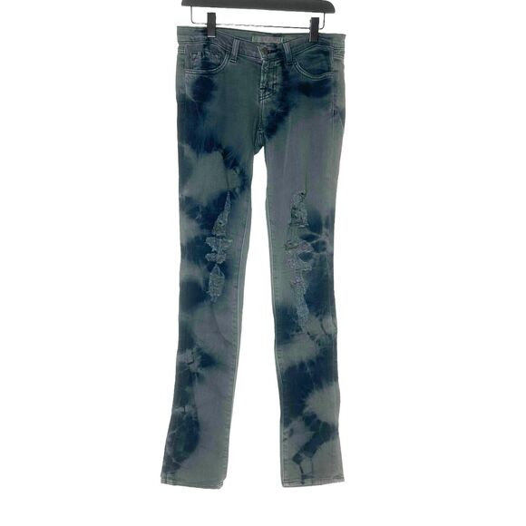 J BRAND Women's Tie Dye Denim Slash Berlin Skinny Distressed Jeans Size 26 - Picture 1 of 13